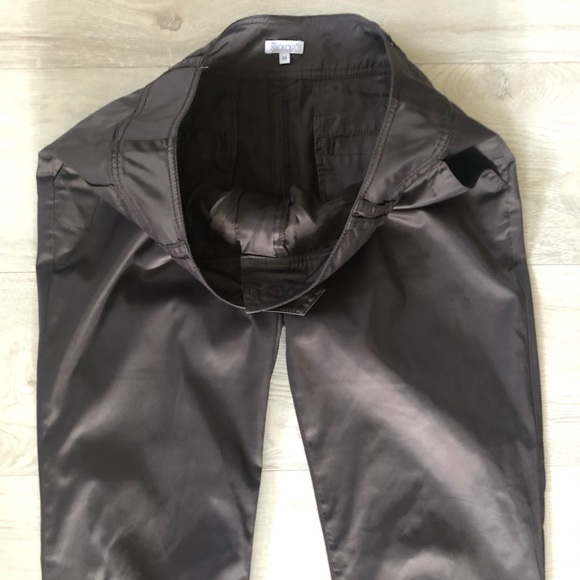 Solar Designer Slim Straight Leg Brown Satin Dress Pants - Picture 13 of 16